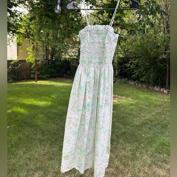 H&M Floral Scrunch Green, White, Light Blue Midi Dress - Picture 5 of 5